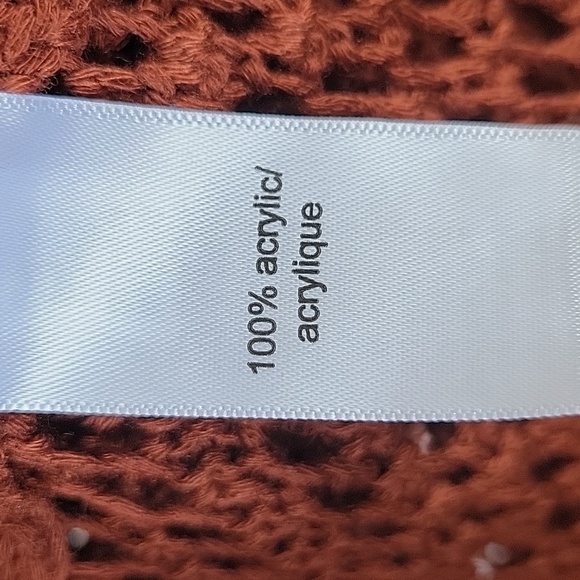 Maurices S Fringe Crochet Knit Duster Boho Gypsy Cardigan Vest Rust Orange - Picture 10 of 12